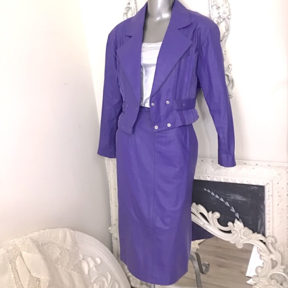 VINTAGE Chia Purple Leather Jacket - Picture 5 of 16